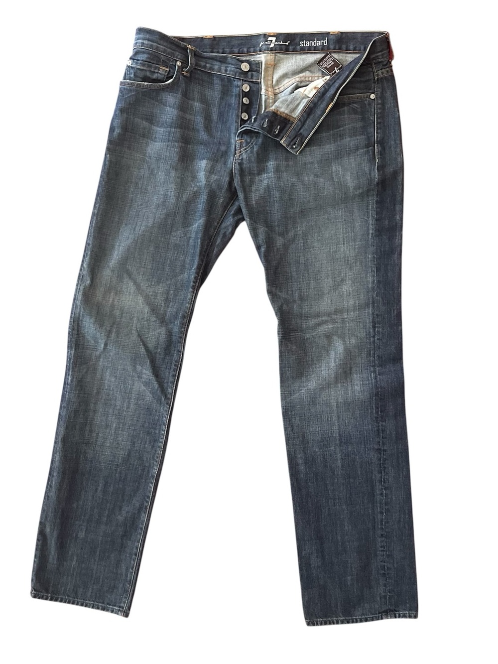7 For All Mankind Standard Jeans Mens 38x34 Straight Leg Denim Button Fly USA